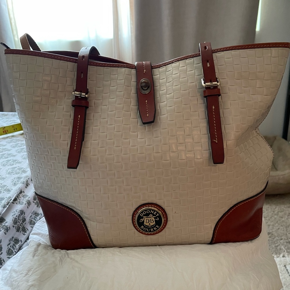 Dooney & Bourke Woven Cream and Brown Tote